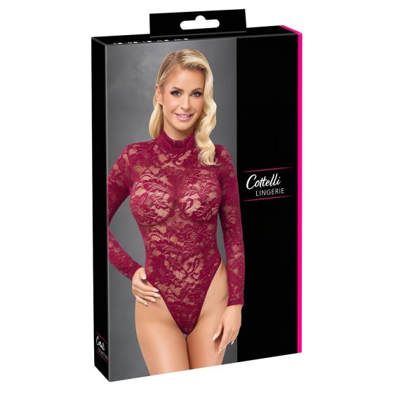 Cottelli - Sheer Lace Bodysuit (Red)