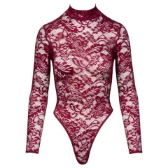 Cottelli - Sheer Lace Bodysuit (Red) - XXL