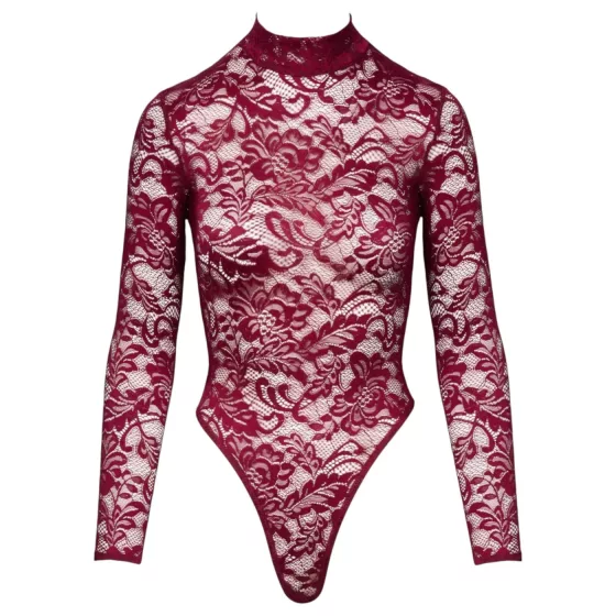 Cottelli - Sheer Lace Bodysuit (Red) - XXL