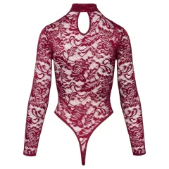 Cottelli - Sheer Lace Bodysuit (Red) - XXL