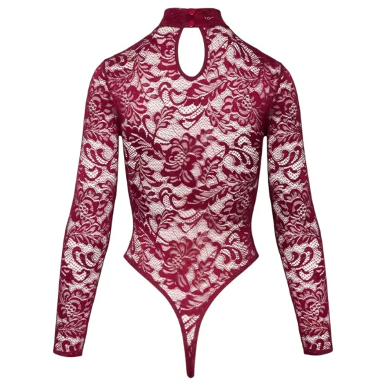 Cottelli - Sheer Lace Bodysuit (Red) - XXL