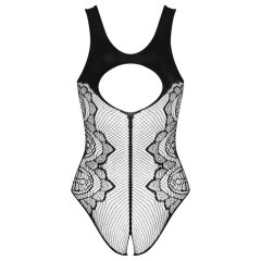Obsessive B335 - Sheer, Open-Back Bodysuit (Black) - S-L