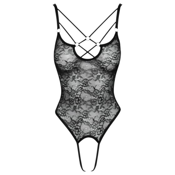 Cottelli - Sheer, Open Lace Bodysuit (Black) - M