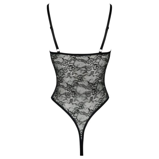 Cottelli - Sheer, Open Lace Bodysuit (Black) - M