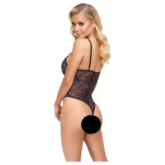 Cottelli - Sheer, Open Lace Bodysuit (Black) - L
