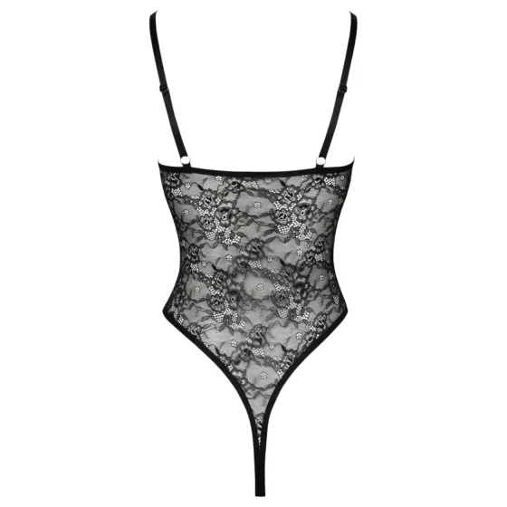 Cottelli - Sheer, Open Lace Bodysuit (Black) - L