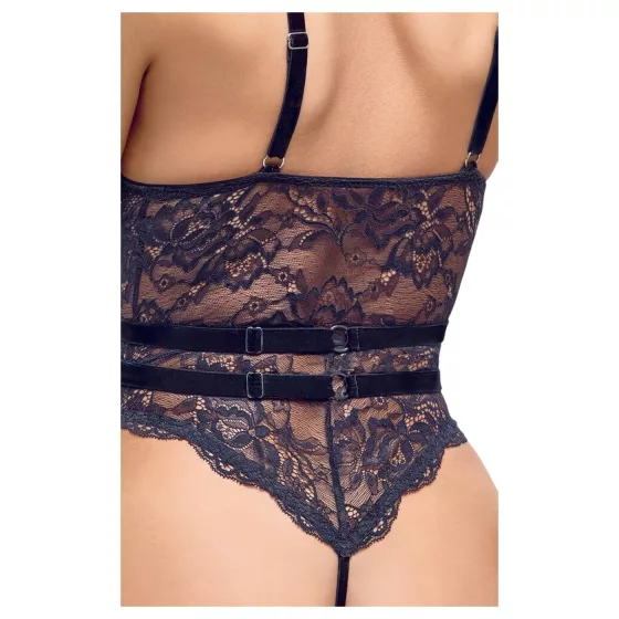 Cottelli - Open Strappy Black Lingerie Bodysuit - M