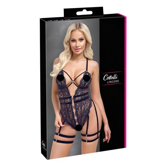 Cottelli - Open Strappy Black Lingerie Bodysuit - M