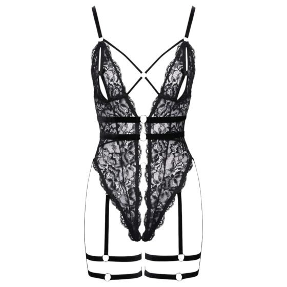 Cottelli - Open Strappy Black Lingerie Bodysuit - L