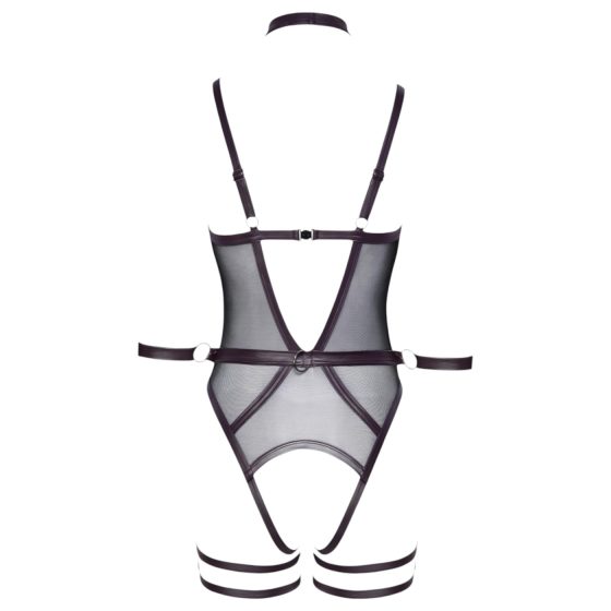 Cottelli Bondage - Open-Front Bodysuit with Wrist Cuffs (Black) - M