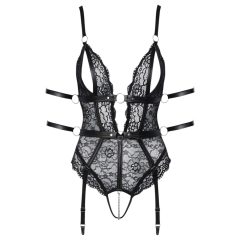 Cottelli Bondage - Open Lace Bodysuit (Black)