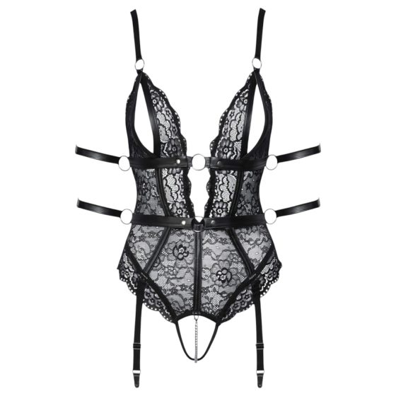 Cottelli Bondage - Open Lace Bodysuit (Black) - M