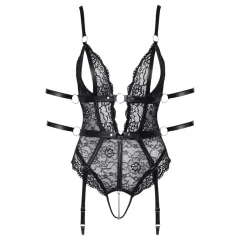 Cottelli Bondage - Open Lace Bodysuit (Black) - XL