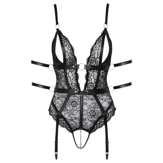 Cottelli Bondage - Open Lace Bodysuit (Black) - XL