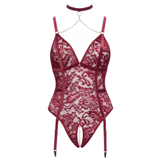 Cottelli Curves - Chain Lace Bodysuit (Red)