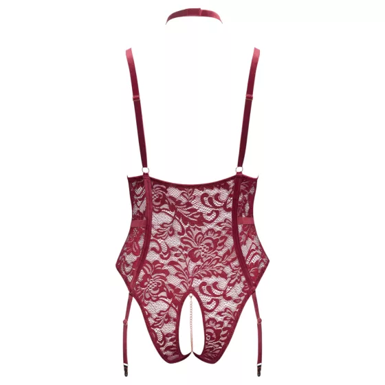 Cottelli Curves - Chain Lace Bodysuit (Red) - 3XL