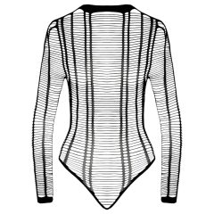Cottelli - Striped Open-Front Bodysuit (Black) - Sizes S-L