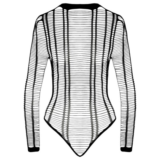 Cottelli - Striped Open-Front Bodysuit (Black) - Sizes S-L