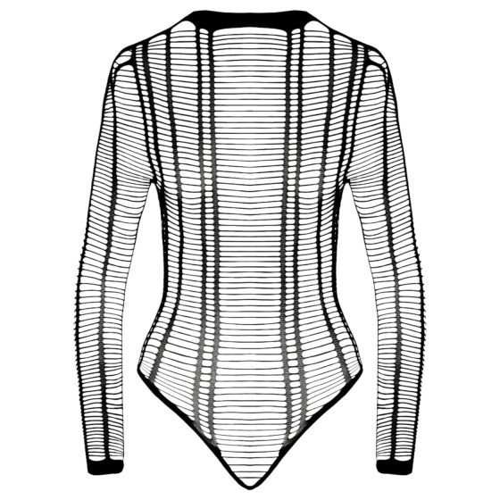 Cottelli - Striped Open-Front Bodysuit (Black) - Sizes S-L