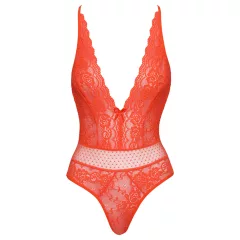 Cottelli - Cross-Strap Lace Bodysuit (Red) - L/XL