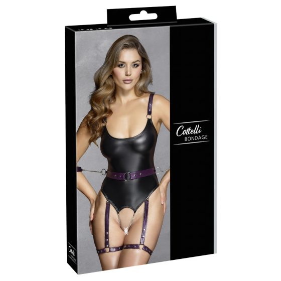Cottelli - open bondage body with cuffs (black)