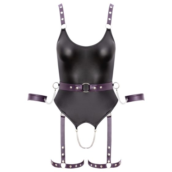 Cottelli - open bondage body with cuffs (black)