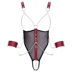 Cottelli Bondage - Strappy Open-Body with Chain (Black)