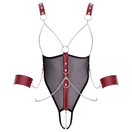 Cottelli Bondage - Strappy Open-Body with Chain (Black)