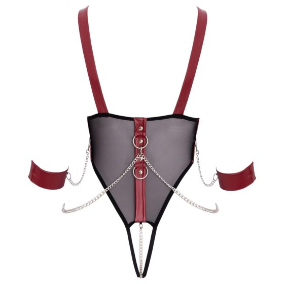 Cottelli Bondage - Strappy Open-Body with Chain (Black)