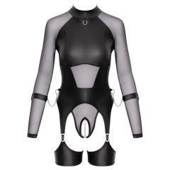 Cottelli Bondage - Sheer Top with Cuffs (Black)