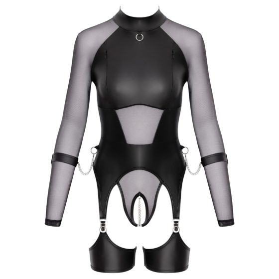 Cottelli Bondage - Sheer Top with Cuffs (Black)