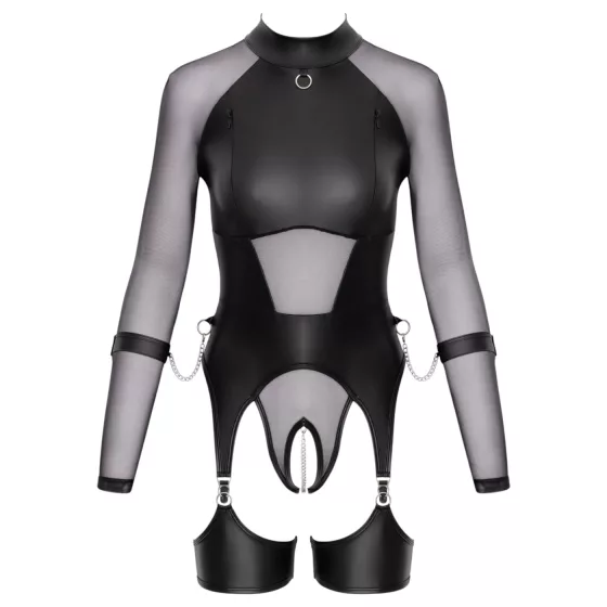 Cottelli Bondage - Sheer Top with Cuffs (Black) - L