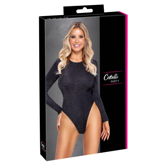 Cottelli - open-back, glittery bodysuit (black)