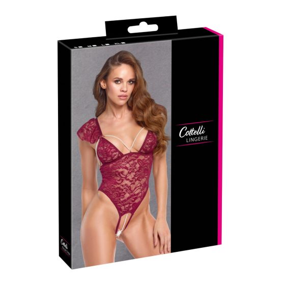 Cottelli - Lace Pearl Bodysuit (Red)