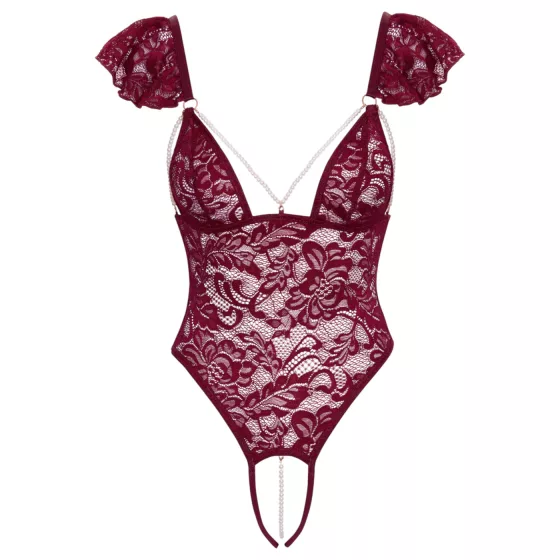 Cottelli - Lace Pearl Bodysuit (Red) - XL