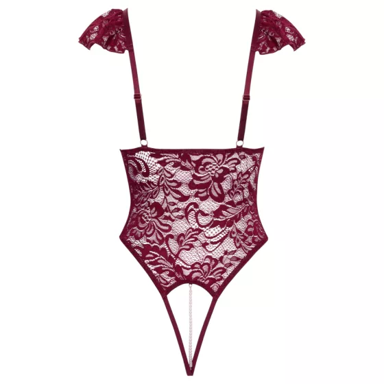 Cottelli - Lace Pearl Bodysuit (Red) - XL