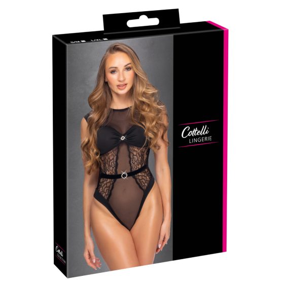 Cottelli - Sheer Lace Bodysuit (Black)