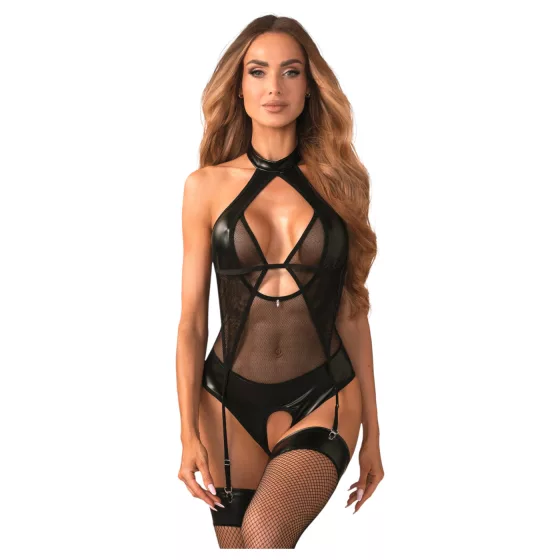 Obsessive Dominna - Sheer Shimmer Body (Black) - L/XL
