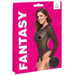 Cottelli - striped, silver-thread bodysuit (black) - S-L