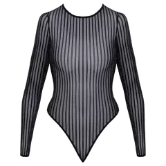 Cottelli - striped, silver-thread bodysuit (black) - S-L