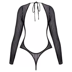 Cottelli - striped, silver-thread bodysuit (black) - S-L