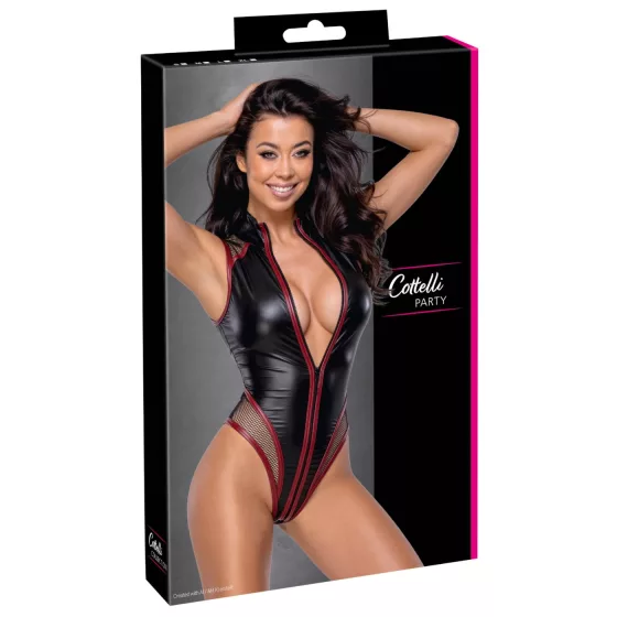 Cottelli - Shiny Bodysuit with Zip (Black)