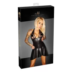   Noir - Layered Dress with Sheer Bodice and Halter Neck (Black) - XL