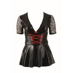Cottelli Plus Size - Shiny dress with red corset (black)