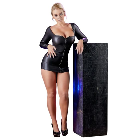 Cottelli - Black Party Dress with Rhinestone Zipper