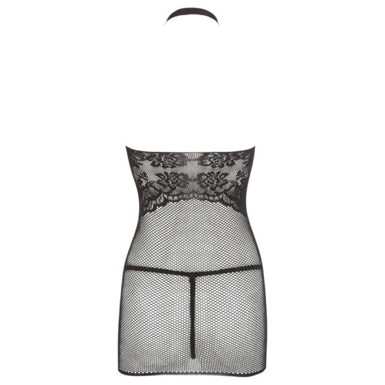 Mandy Mystery - Black Fishnet Halter Dress & Thong Set