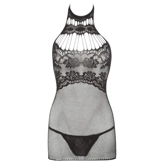 Mandy Mystery - Black Fishnet Halter Dress & Thong Set