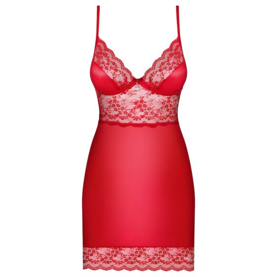 Obsessive Lovica - Lace Nightgown & Thong Set (Red) - 2XL
