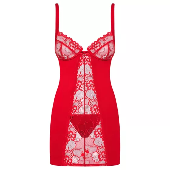 Obsessive Heartina - Red Nightdress & Thong Set