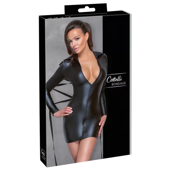 Cottelli Bondage - Shiny Effect Dress with Ties (Black)